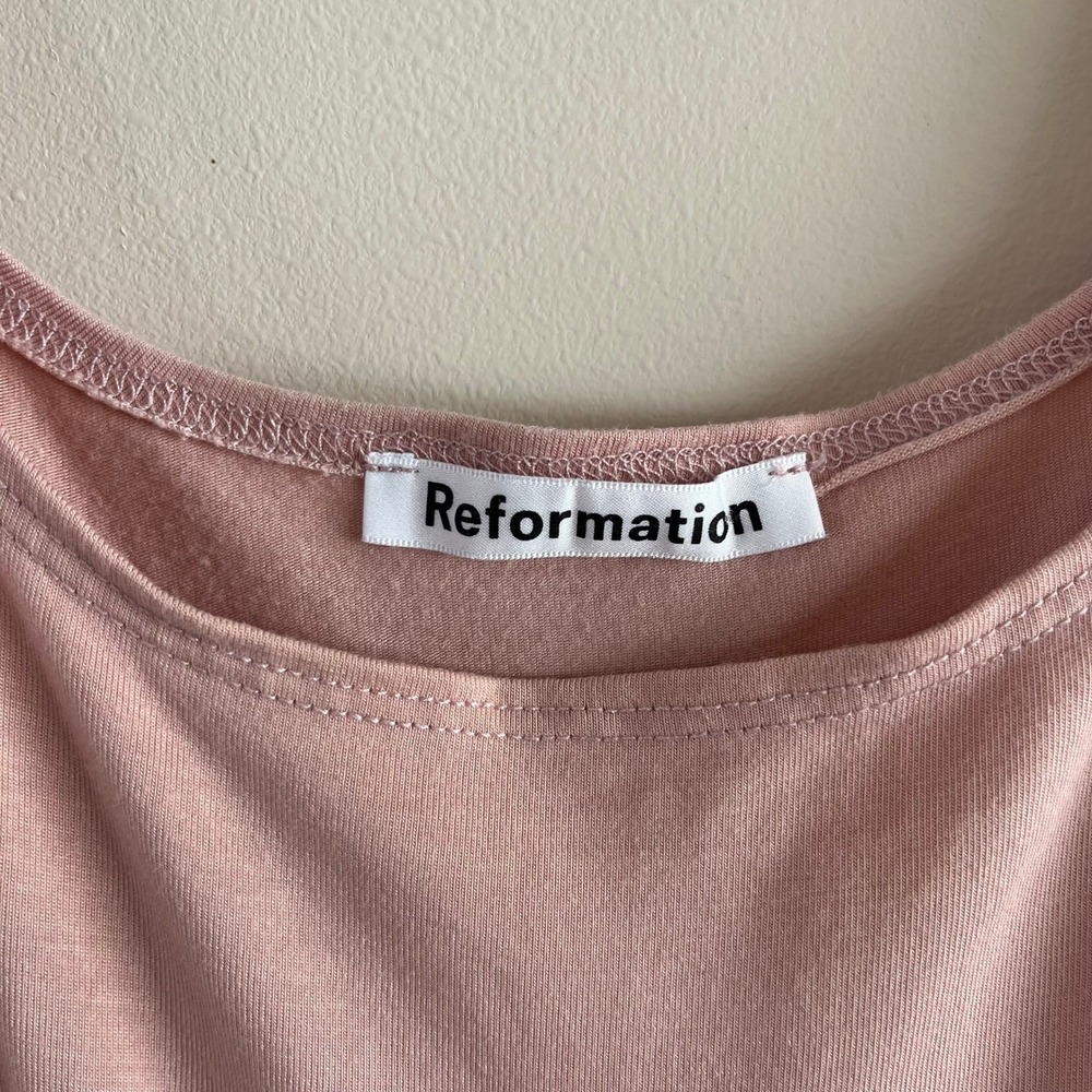 Reformation Rou Dress Blush Pink Fit and Flare Tank Midi Size S Ballet Softgirl - Picture 4 of 7